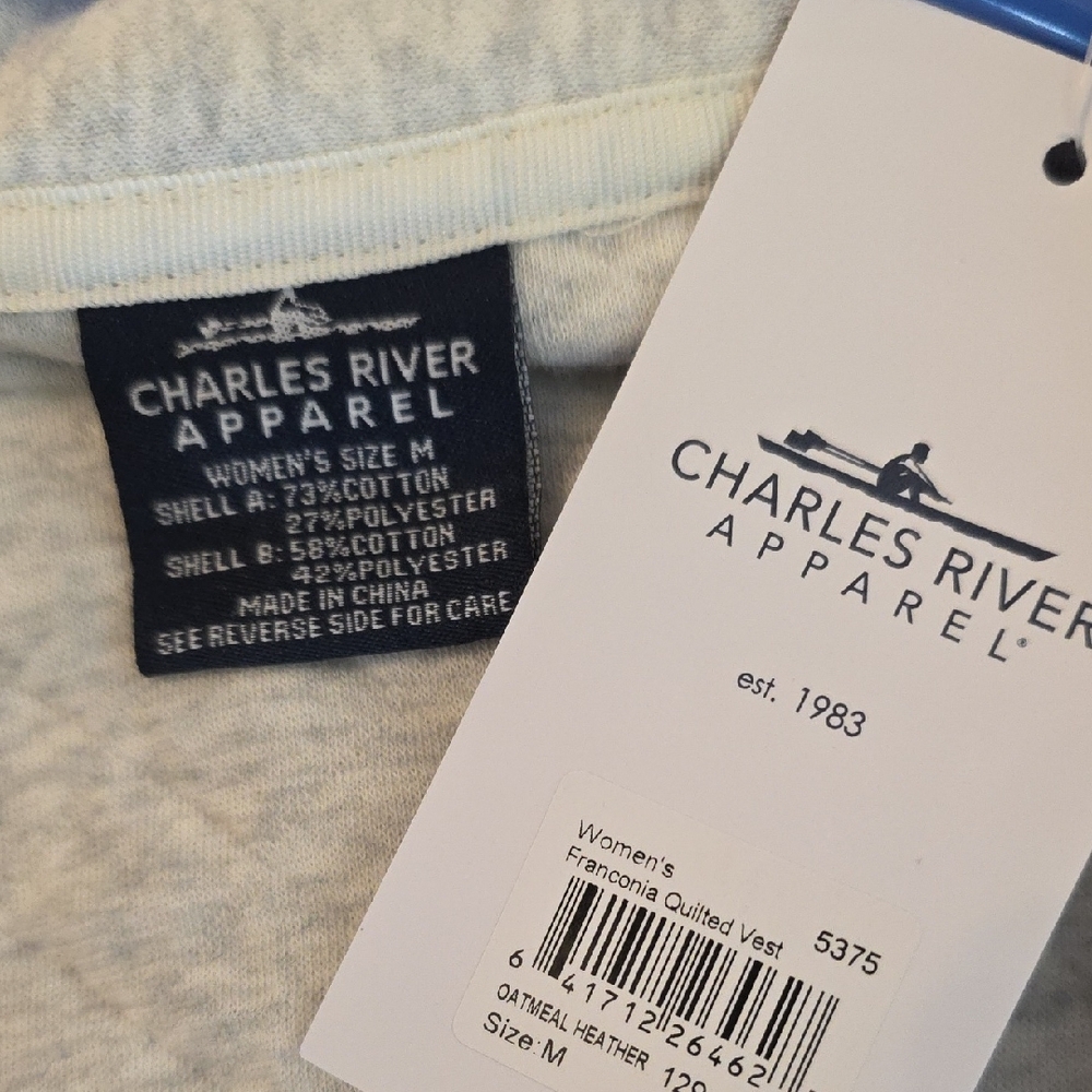 Charles River Quilted Vest Medium Heathered  Gray New Tags - Picture 8 of 12